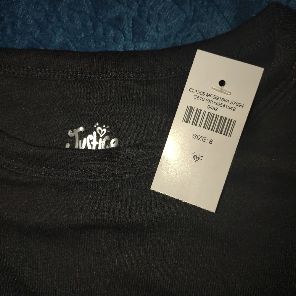 NWT Girls Justice Long Sleeve Black Shirt Size 8 - Picture 3 of 3